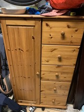 Pine Tall Boy Style Wardrobe Fits Under High Up Bed