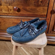 Sebago Docksides Boat Deck Shoes Loafer Nubuck Leather UK Size 9.5 Blue Brown 