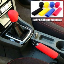 2pcs Silicone Car Gear Head Shift Knob Handbrake Cover Non Slip Grip Handle Case