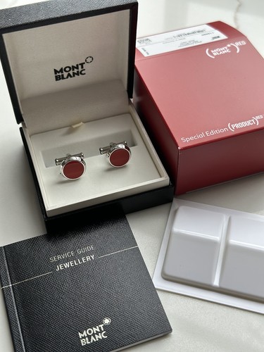 Montblanc cufflinks red round - cufflinks,