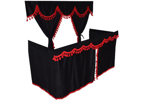 Curtains full set black red - black, /red