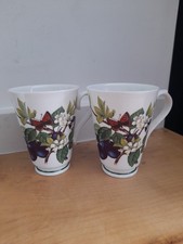 Vintage Bone China Mugs Roy Kirkham Botanical X2 Used Condition. Berry mugs