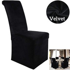 Plush Velvet Long Chair Covers Soft Removable Stretch Dining Chair Slip Cover