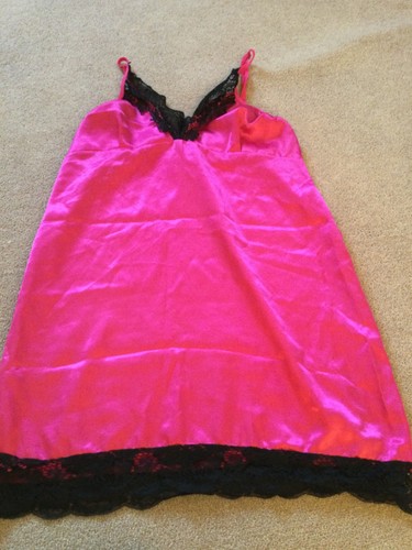 Pink satin nightie slip size - slip,