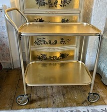 Vintage 2 Tier Wooden Gold Tea
