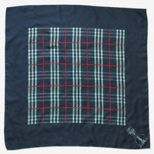 Burberry silk scarf -  dark blue nova check print - 30 x 30 inches