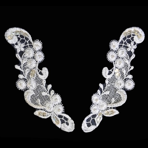 White bridal beaded - 6.5", 2"