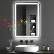 HOMCOM 500 x 700 mm Illuminated Bathroom Mirror with Bluetooth Silver
