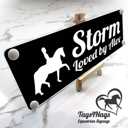 Horse stable name plate black - stable,