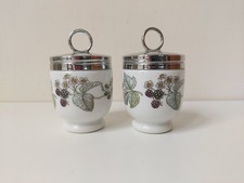 Royal Worcester Egg Coddlers Vintage Porcelain Lavinia Blackberries 9cm Tall