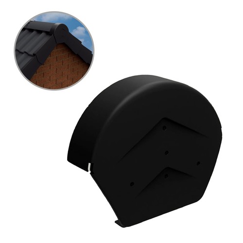 Black half round ridge - round, cap