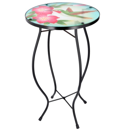 Iron glass round side coffee - iron/glass,