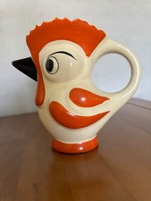 Czechoslovakian Ditmar Urbach Rooster Jug-Orange 16cm/6” Tall  No1 -Ex Condition