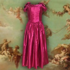  Vintage 1980s Red Princess Bridesmaid Evening Ballgown Dress Fits 8 Petite