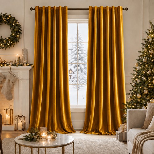 Luxury velvet curtains pair - luxury,