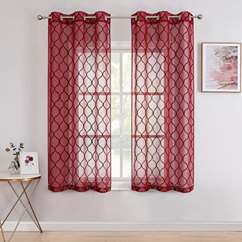 Red sheer curtains - 54, inch
