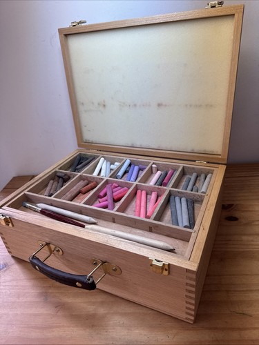Wooden pastels storage box - wooden, 4