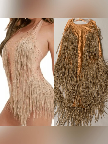 Gold dance costume rhinestone - gold,