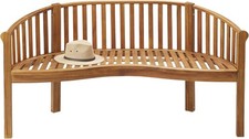 3 Seater Acacia Hardwood Banana Bench – Water Resistant Outdoor Garden Seat