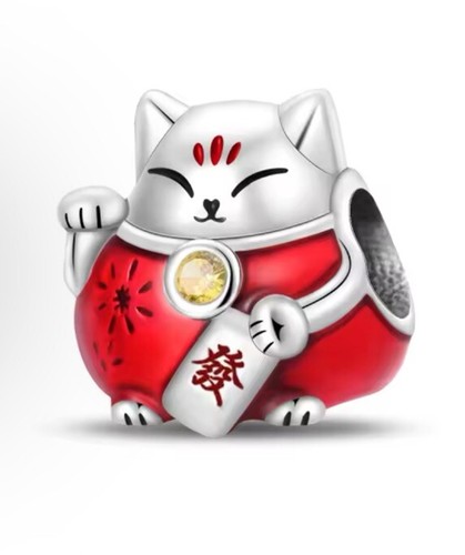 Red lucky chinese - cat, charm