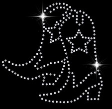 IRON ON - LINE DANCING COWBOY BOOTS Rhinestone Diamonte Transfer Motif Hotfix