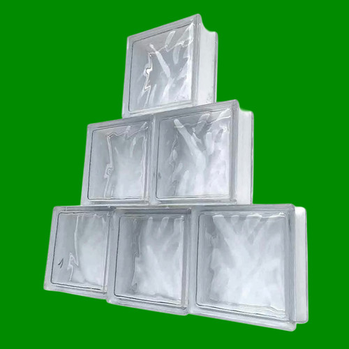 Wavy glass brick block 190mm - glass,