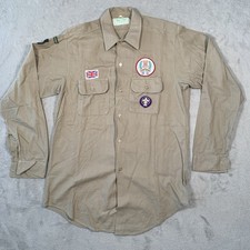Vintage Scouts Shirt Brown 14.5” 1970s Cub Scout 1977 Jubilee Prop Bushcraft