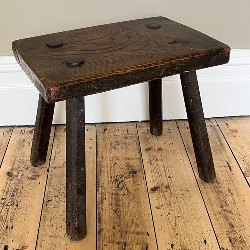 Antique oak stool side - stool, table