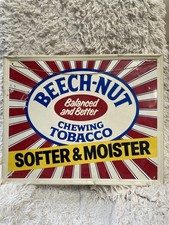 Stunning Original Antique Vintage Enamel Tin Sign Beech-nut Tobacco USA 1986 