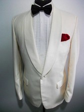 CREAM TUXEDO WEDDING DINNER SUIT Jacket Blazer 40 WOOL White Ivory CRUISE COAT