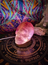 Purple Fluorite Crystal Skull Carving Large With USB Light *sale* 