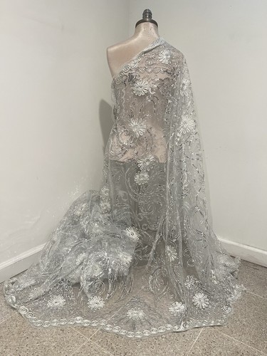 Silver white embroidery - silver,