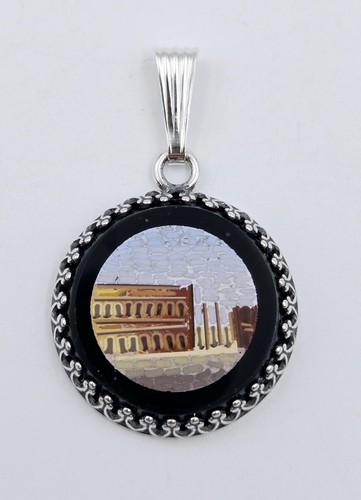Micro mosaic pendant - mosaic, sterling