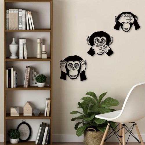 3pcs monkey metal wall - monkey,