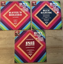 3 x HMV Classics 45 Rpm Dinamic Sound Series Ravel Strauss Tchaikovsky 