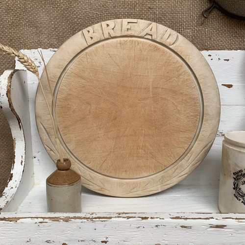 Antique carved round bread - round,