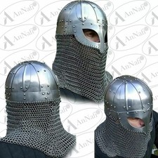 Historical Medieval Viking Helmet Battle Armor +18G Steel with Chainmail X-MAX