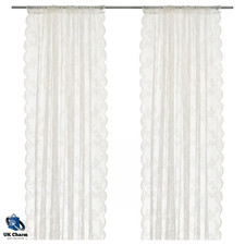 IKEA Net Curtains 1 Pair with Rod Pocket Off-White Polyester 145x250 cm NEW