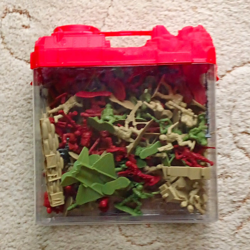 Unpainted plastic toy soldiers - toy,