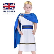 Boys Roman Emperor Julius Caesar Greek Toga King Fancy Dress Outfit Costume M