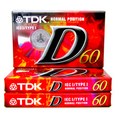 TDK D60 IEC I/TYPE 1 Blank Audio Media Recording Cassette Tapes New & Sealed X 3