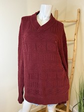 Tommy Hilfiger VINTAGE Unisex Oversized Burgundy Cotton Sweater 90s Archive XL