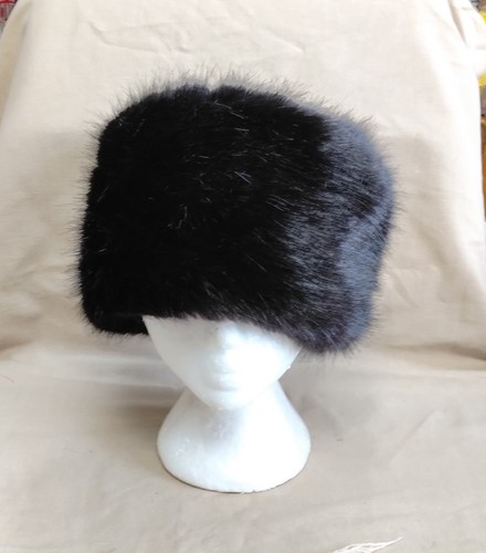 Black faux fur ushanka style - black,