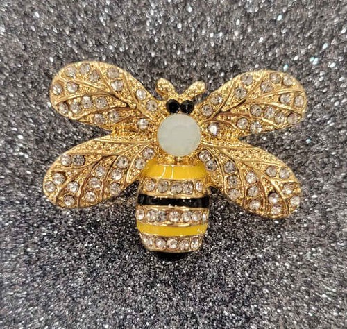 Diamante bee button 30mm - diamante,