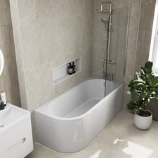 J Shaped Shower Bath Right