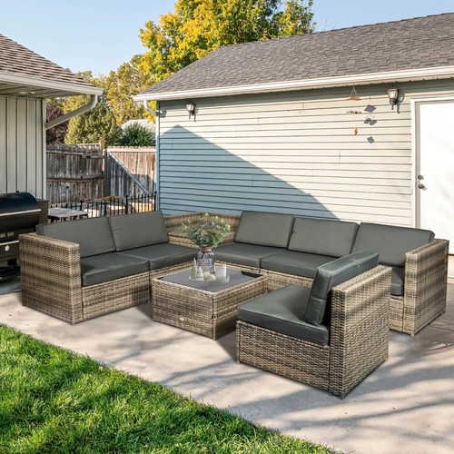 Rattan corner sofa set large - sofa,