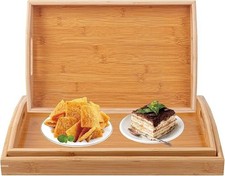 Bamboo Serving Tray Set 3 Pack