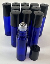 Vivaplex Roll-On Bottles Vials 10ml Cobalt Blue Glass Aromatherapy Perfume x 12
