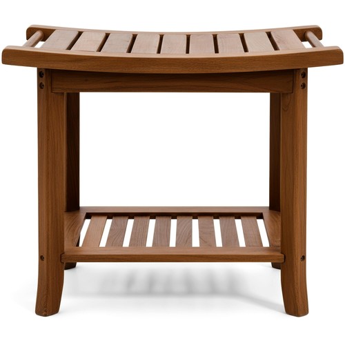Teak shower bench with - , storage