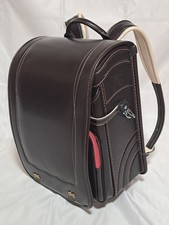 Japanese Randoseru School Backpack Brown Pink Ribbon Girl Used Japan Leather Bag